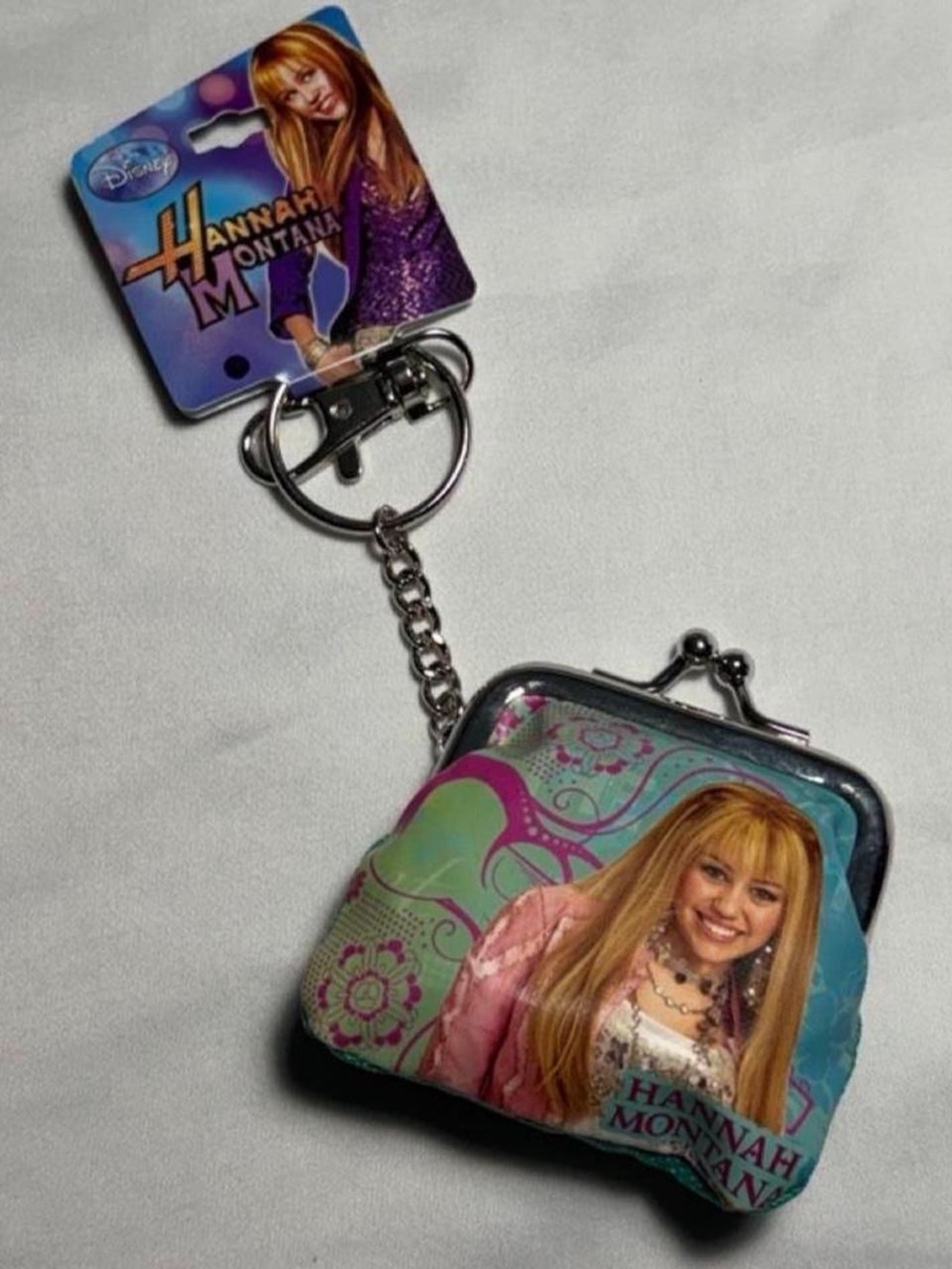Disney Hannah Montana Teal Pink Keychain Coin Purse